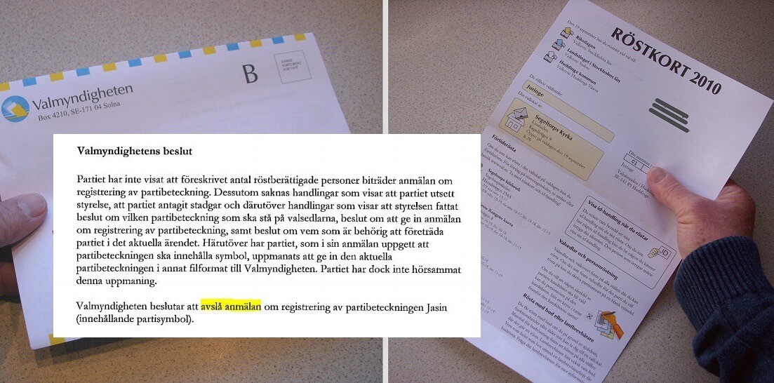 Valmyndigheten avslår Jasins ansökan för riksdagsvalet: ”De kan söka igen”