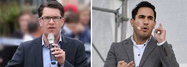 Åkesson och Shekarabi debatterade vinster i välfärden under hård polisbevakning