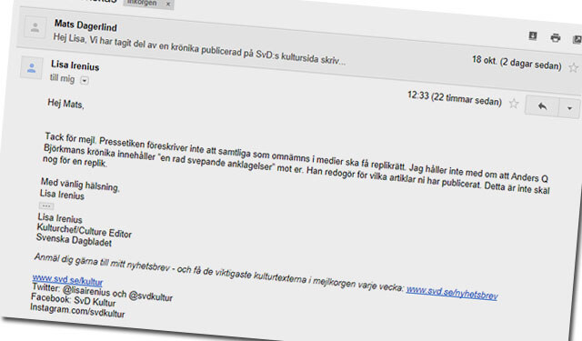 SvD nekar Samhällsnytt replik efter smutskastningsartikel