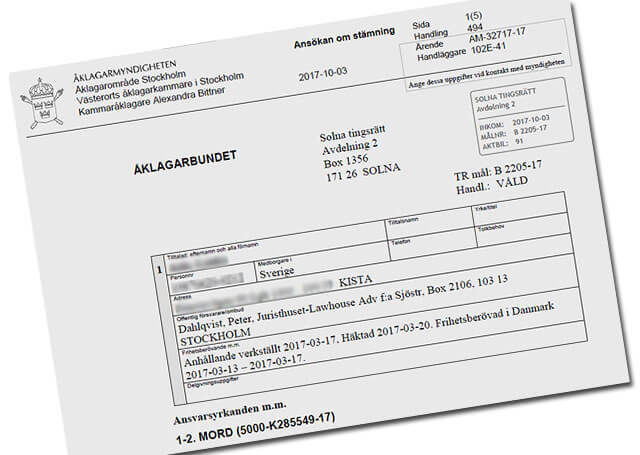 Man åtalas för gängrelaterat dubbelmord i Stockholmsförort