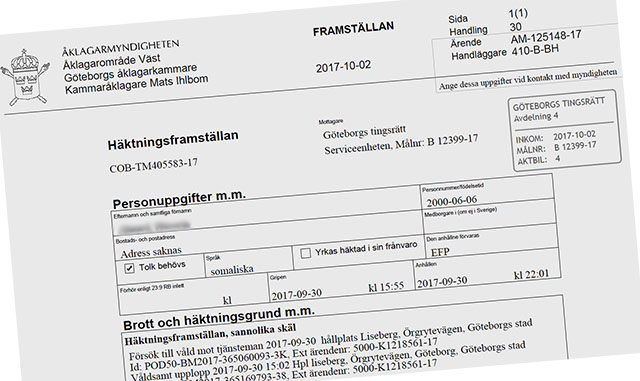 ’Ensamkommande’ motdemonstrant begärs häktad