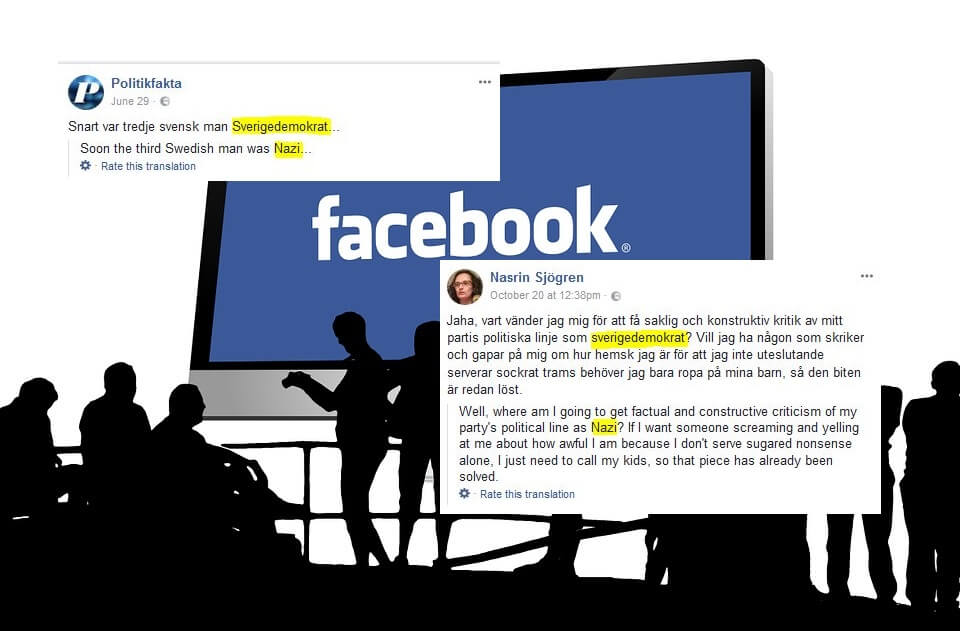 Sverigedemokrat = nazi enligt Facebooks översättningsverktyg