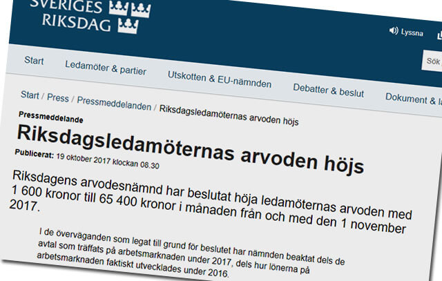 Riksdagsledamöterna höjer sina löner över avtalsnivån