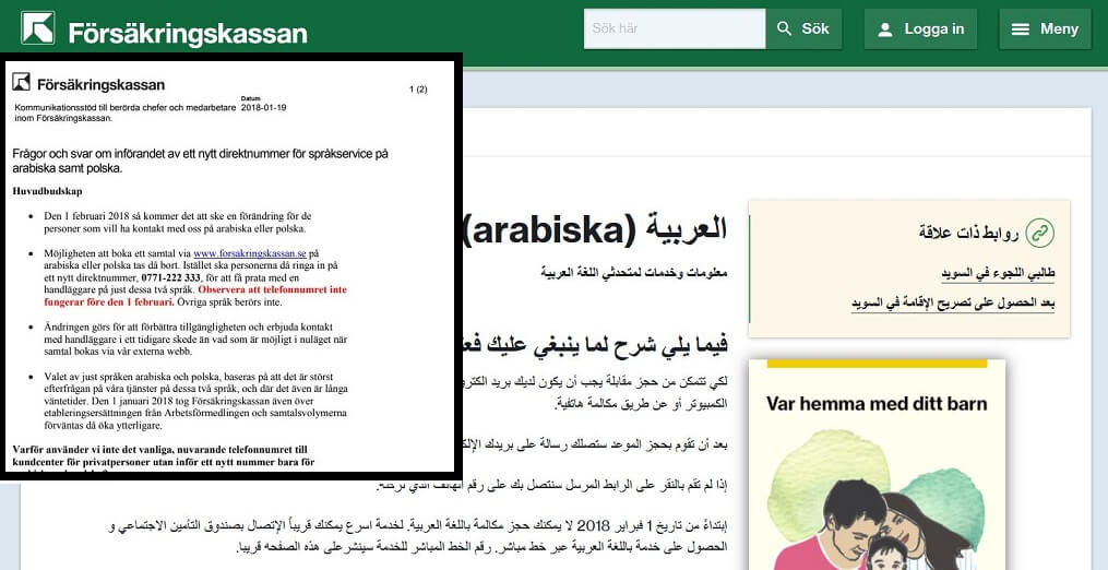 Försäkringskassan lanserar kundtjänst på arabiska: ”De ringer innan de ens kommit till Sverige”