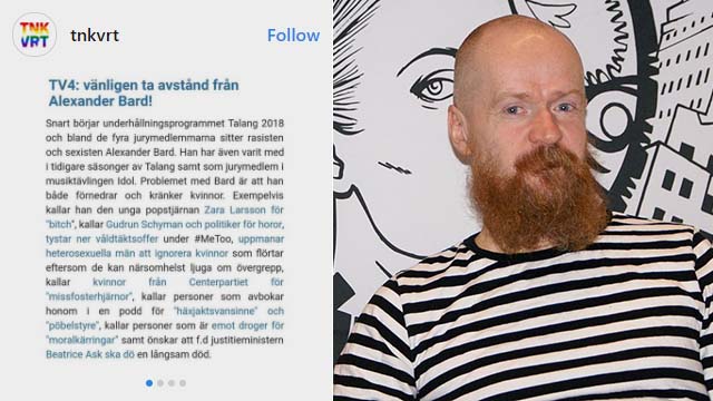 Instagram-grupp vill få Alexander Bard sparkad från TV4-jury