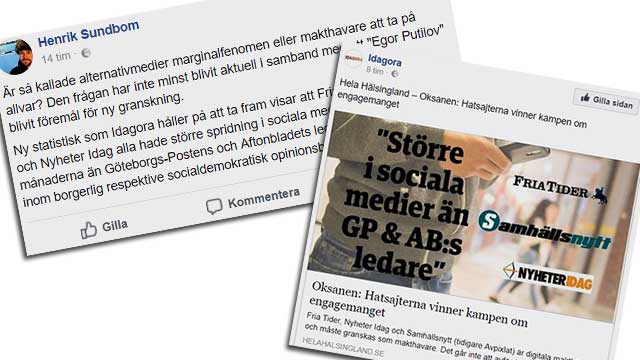 Studie: Samhällsnytt större i sociala medier än Aftonbladet och Göteborgs-Posten