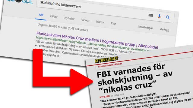 Media spred falsk nyhet om amerikanske skolskyttens ”vit makt-kopplingar”