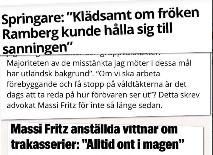 Aftonbladet granskar advokaten Massi Fritz – dagen efter att hennes uttalande om sexualförövarnas härkomst uppmärksammas