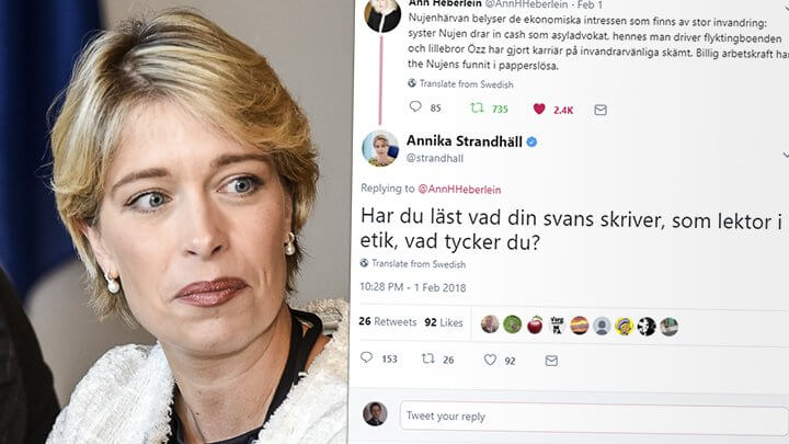 Strandhäll till attack mot Heberlein: ”Har du läst vad din svans skriver”