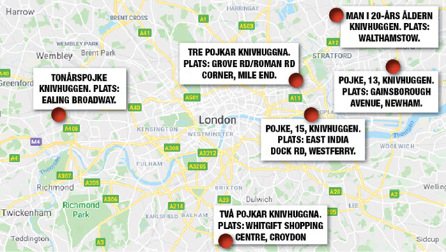 Londons blodbad – nio knivhuggna samma dygn