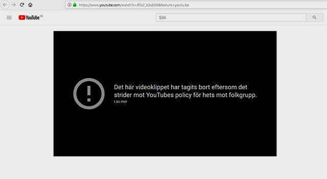 Svenskt politiskt parti får sin officiella YouTube-kanal nedsläckt