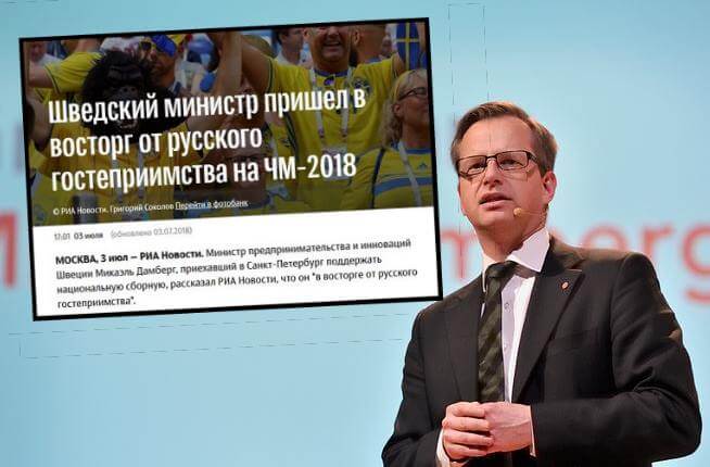 Mikael Dambergs pressekreterare: Citatet i ryska medier är falskt
