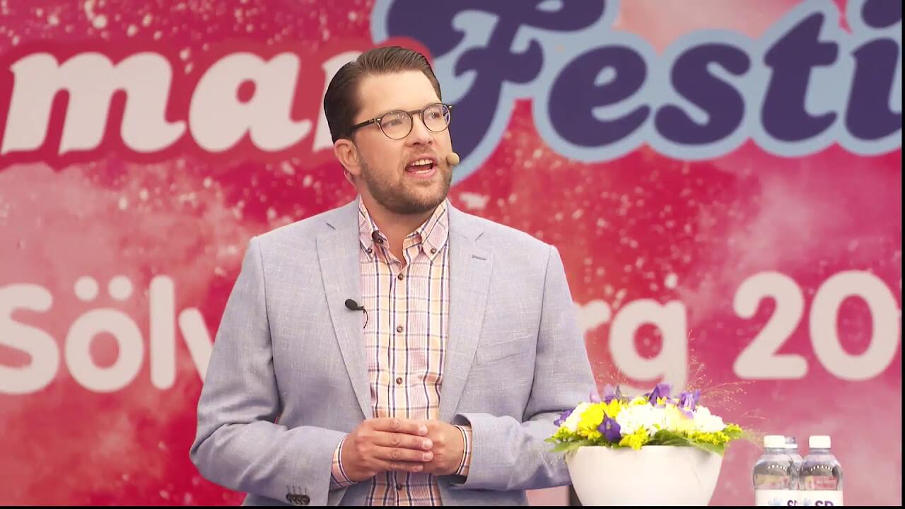 Jimmie Åkesson höll vinnartal på SD:s sommarfestival