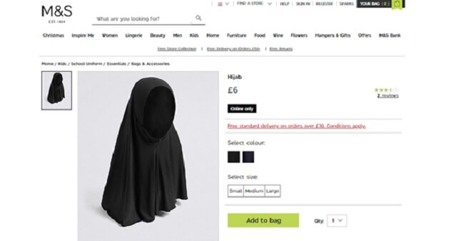 Brittisk varuhuskedja saluför hijab för unga barn