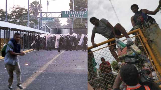 Migranter på väg mot USA gick till attack mot gränspostering – sex poliser skadade