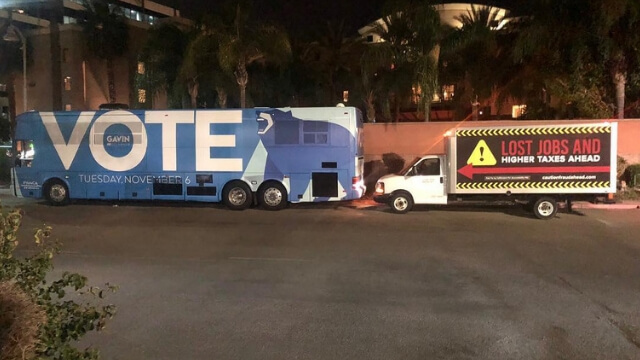 Kreativ kampanjtaktik syntes på Kaliforniens vägar