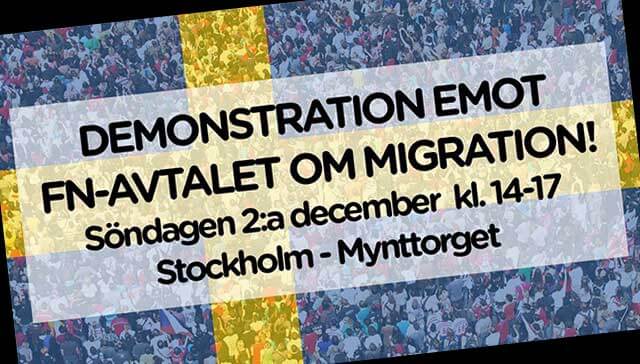 Demonstration på söndag i Stockholm mot FN:s migrationsavtal