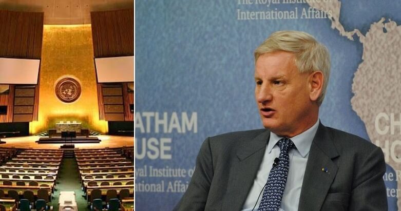 Carl Bildt erkänner: FNs migrationsavtal ÄR bindande