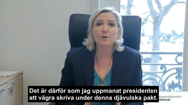 Le Pens uppmaning till Macron om FN-avtalet: ”Vägra skriva under denna djävulska pakt”
