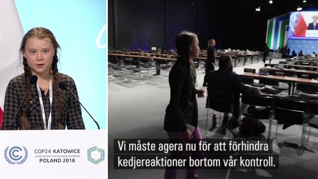 Statstelevisionen i fake news-offensiv: Greta Thunberg talade inför tomma stolar på ”klimatmötet”