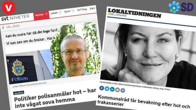 SVT rapporterar hotbild mot V-politiker – tyst när SD-politiker får polisbeskydd