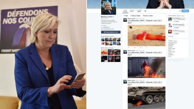 Le Pen åtalas för IS-bilder på Twitter