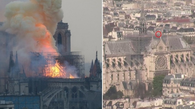 VIDEO: Någon tänder eld ovanpå Notre Dame – bildernas äkthet bekräftas av nyhetsbyrå