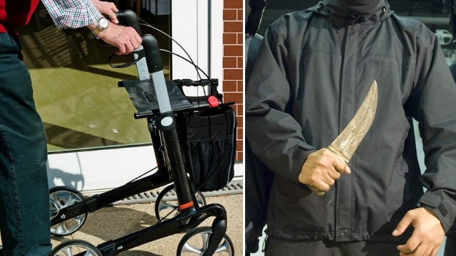 Knivbeväpnade rånare misshandlade funktionsnedsatt man