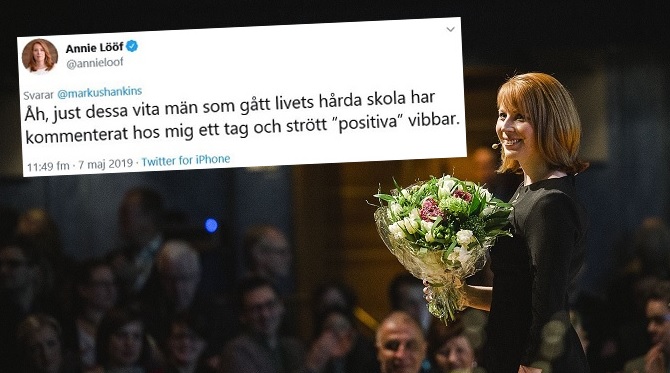 Här näthatar Annie Lööf ”vita män som gått livets hårda skola”