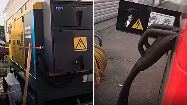 ”Klimatsmart” elbuss laddas med smutsig dieselgenerator