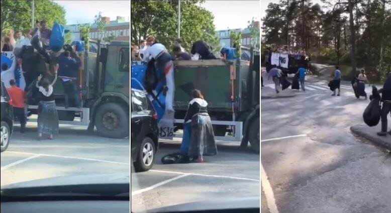 VIDEO: Här anfaller tiggargäng studentflak i Stockholm – slåss med studenterna för pantburkar