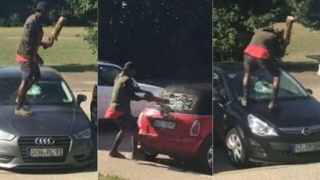 VIDEO: Migrant löpte amok vid asylförvar