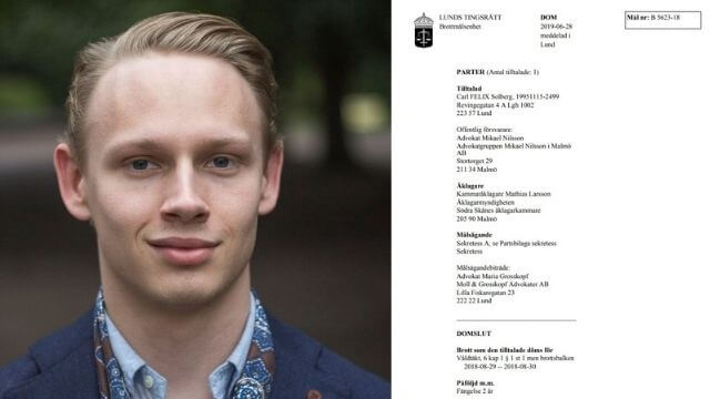 Skånemoderaten Felix Solberg våldtog kvinna – döms till fängelse i två år