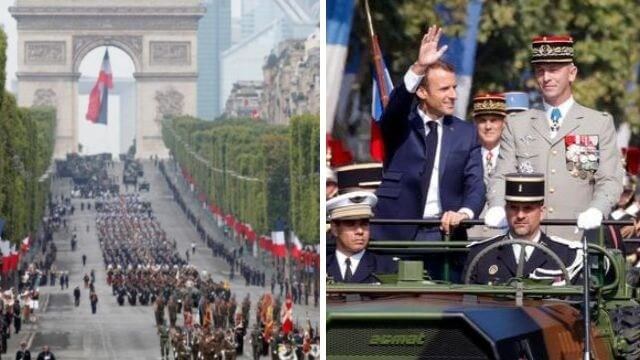 VIDEO: Macron utbuad under årlig militärparad