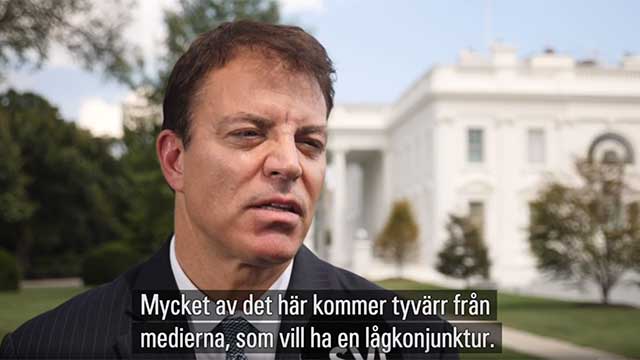 Vita husets svenske chefsekonom kritisk: ”Media driver fram lågkonjunktur så att Trump ska förlora valet”