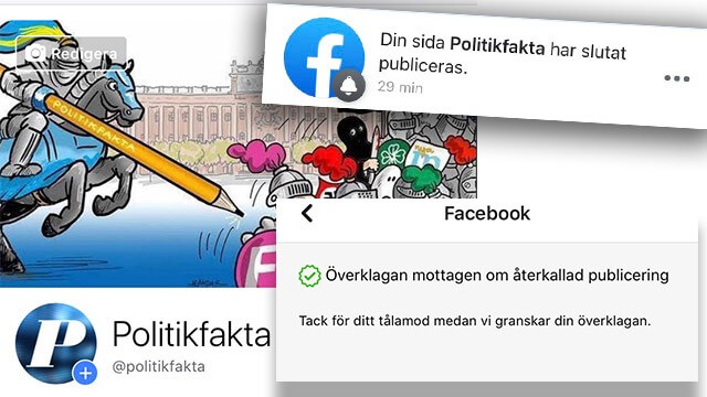 Facebook har raderat Politikfaktas sida