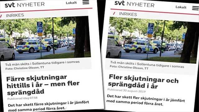 Fake news från SVT – påstod att antalet gängskjutningar minskat