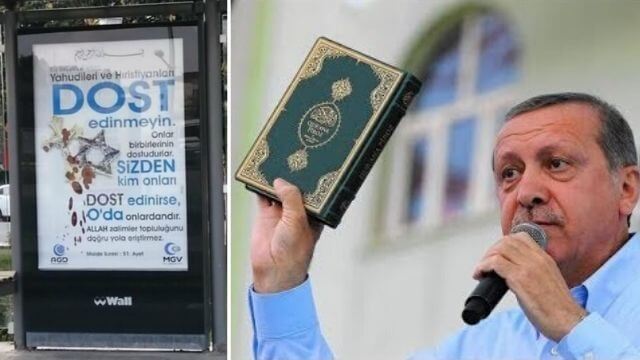 Turkiska reklamskyltar uppmanar muslimer att inte ha judiska eller kristna vänner