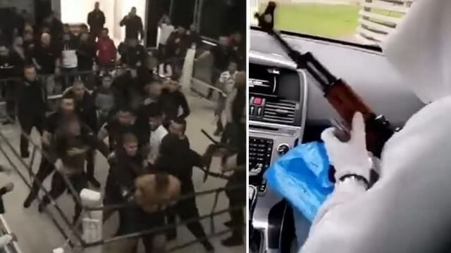 VIDEO: Illegal kampsportsgala slutade i gängslagsmål med flaskor och stolar