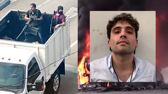 Krigscener i Mexiko när kartell anföll regeringsstyrkor