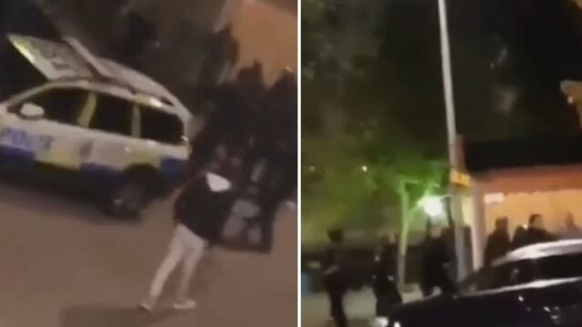 VIDEO: Här får gänget i Tensta stryk av polisen