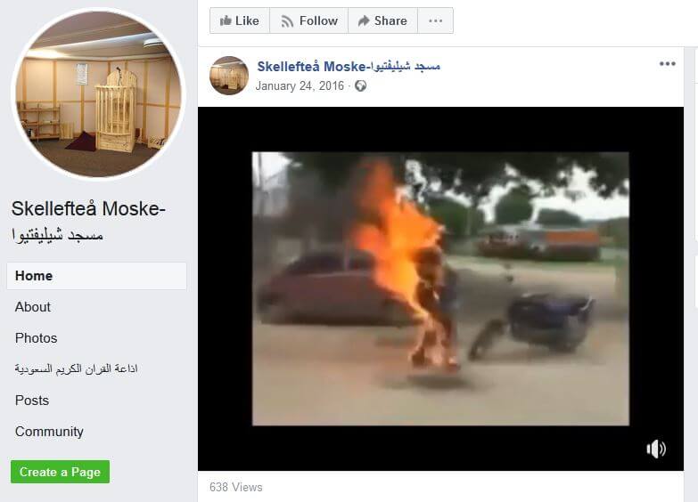 Skellefteå moské publicerade video där en person bränns ihjäl – får hundratusentals kronor från kommunen