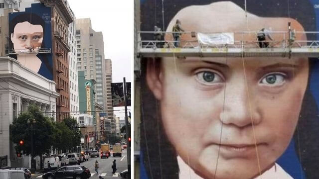 Greta hedras med miljöfarlig väggmålning i USA