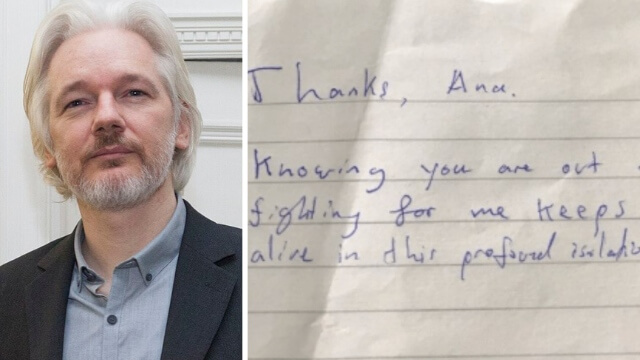 Julian Assange berättar om sin isolering i brev från fängelset