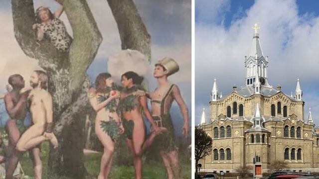 Tavla med HBTQ-paradis flyttas från kyrka: ”transpersonen kan misstas för att vara ond”