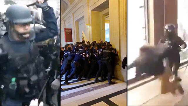 VIDEO: Fransk polis bildar mur mot advokater – stoppar dem från att komma in i domstolen
