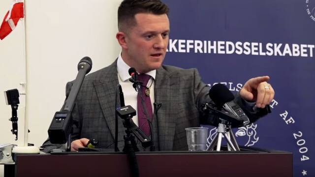Tommy Robinson fick pris av danska Tryckfrihetssällskapet