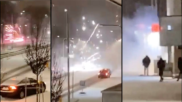 VIDEO: Krigsliknande scener i Uppsala när fyrverkerier avfyrades mot förbipasserande