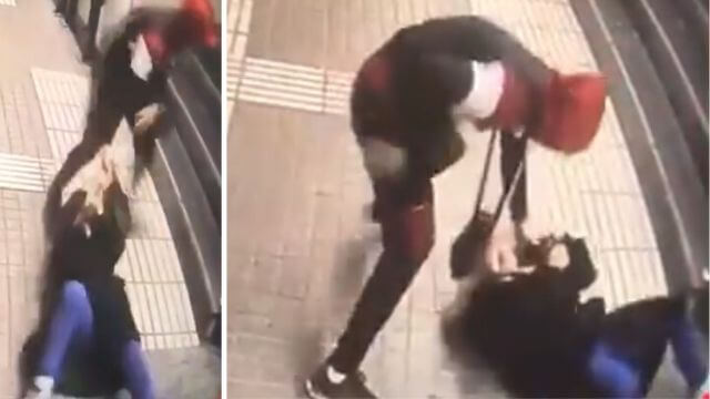 VIDEO: Migrant rånar och hugger äldre kvinna med sax