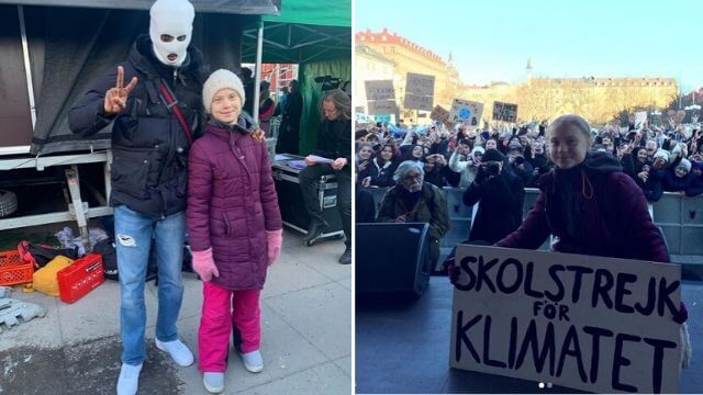 Greta klimatstrejkade med dömd gangster